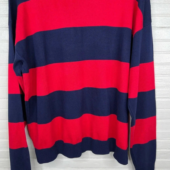 Edikted Women's Logan Light Knit Striped Pullover Sweater Blue and Red Size M/L - Picture 9 of 13
